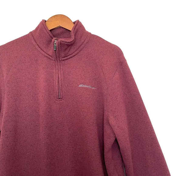 Eddie Bauer Fast Fleece Sweater Size L 1/4 Zip Red Outdoor Pullover - Picture 3 of 6